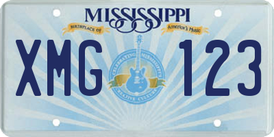 MS license plate XMG123