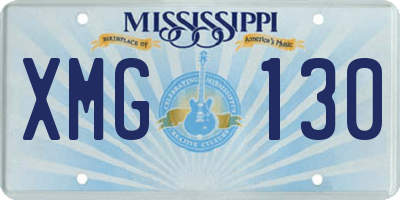 MS license plate XMG130