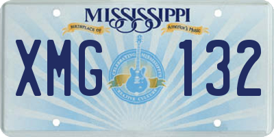 MS license plate XMG132