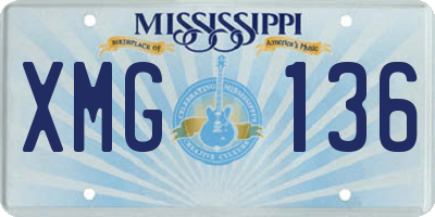 MS license plate XMG136