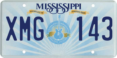 MS license plate XMG143