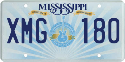 MS license plate XMG180