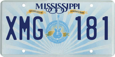 MS license plate XMG181