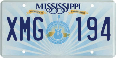 MS license plate XMG194