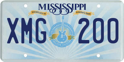 MS license plate XMG200