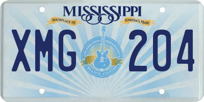 MS license plate XMG204