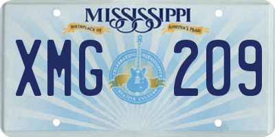 MS license plate XMG209
