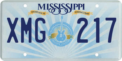 MS license plate XMG217