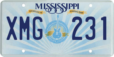MS license plate XMG231