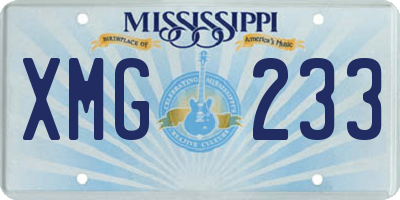 MS license plate XMG233