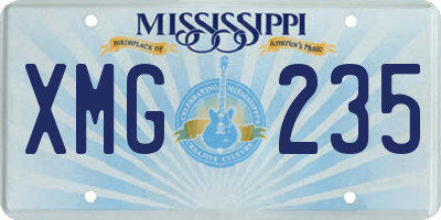 MS license plate XMG235