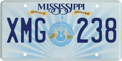 MS license plate XMG238