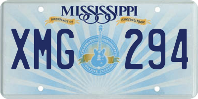 MS license plate XMG294