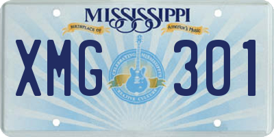 MS license plate XMG301