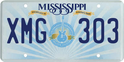 MS license plate XMG303