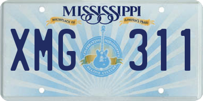 MS license plate XMG311