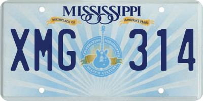 MS license plate XMG314