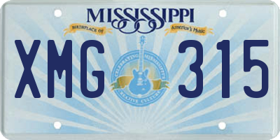 MS license plate XMG315