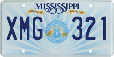 MS license plate XMG321