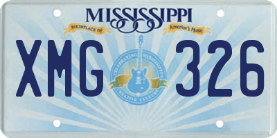 MS license plate XMG326