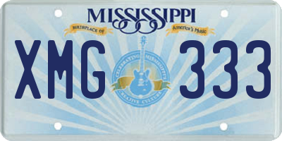 MS license plate XMG333