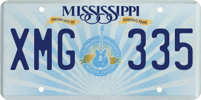 MS license plate XMG335