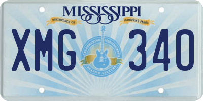MS license plate XMG340