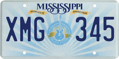 MS license plate XMG345