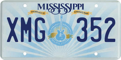 MS license plate XMG352