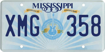 MS license plate XMG358