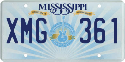 MS license plate XMG361