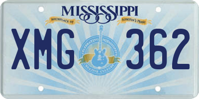 MS license plate XMG362