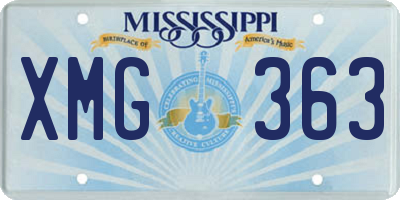 MS license plate XMG363
