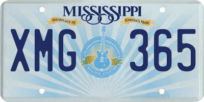 MS license plate XMG365