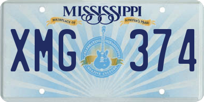 MS license plate XMG374
