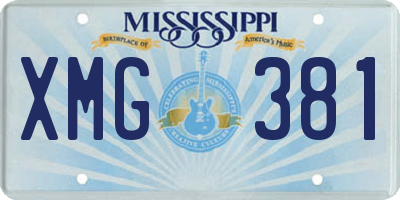 MS license plate XMG381