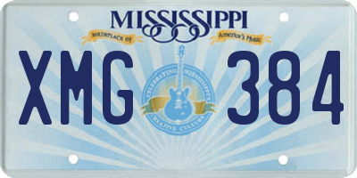 MS license plate XMG384