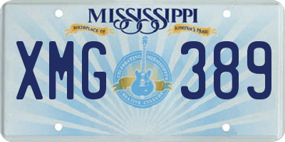 MS license plate XMG389