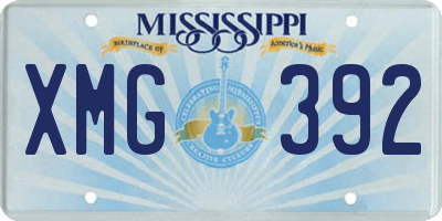 MS license plate XMG392
