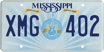 MS license plate XMG402