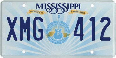 MS license plate XMG412