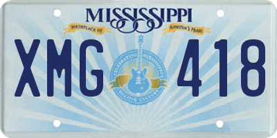 MS license plate XMG418