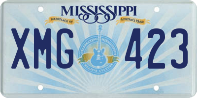 MS license plate XMG423