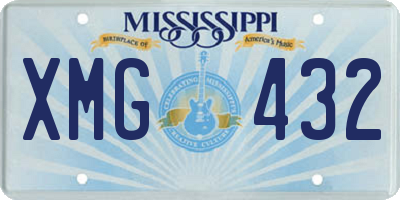 MS license plate XMG432