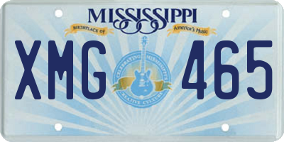 MS license plate XMG465