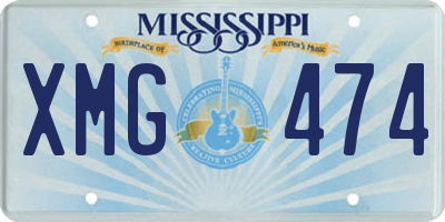 MS license plate XMG474