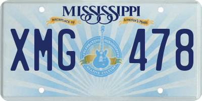 MS license plate XMG478