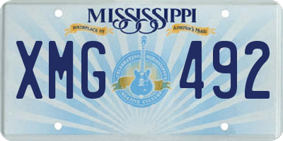 MS license plate XMG492