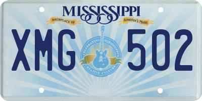 MS license plate XMG502