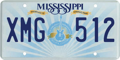 MS license plate XMG512